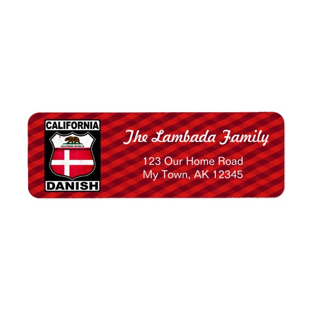 California Danish American Address Labels (Front)