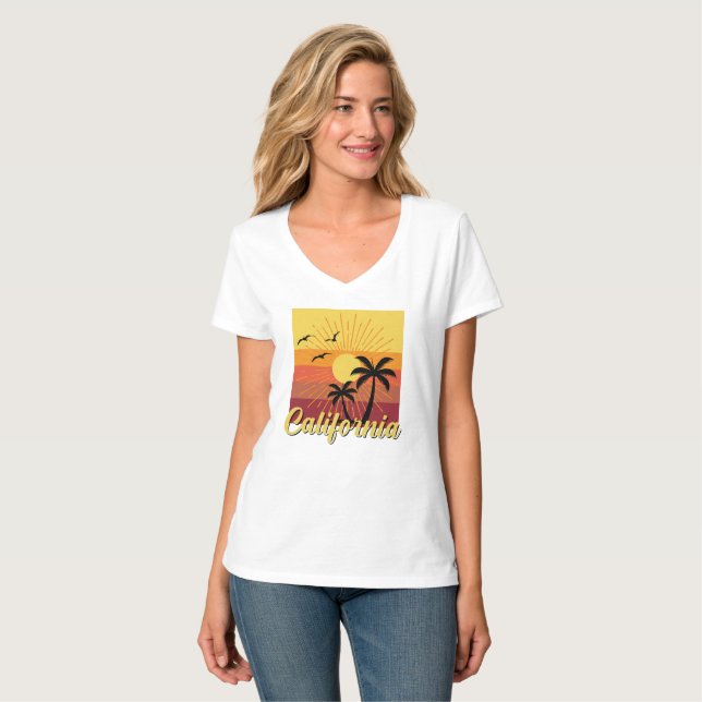California Design - Women's Basic V-Neck T-Shirt (Front Full)