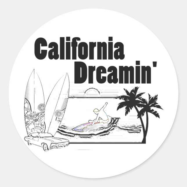 California Dreamin' Classic Round Sticker (Front)