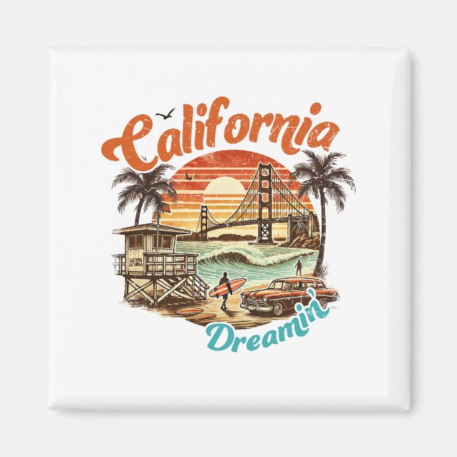 California Dreamin’ – Coastal Bridge, Beach Magnet (Front)