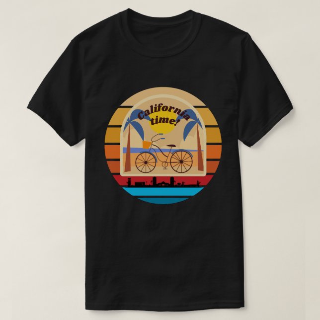 California Dreamin’ Sunset & Palm Trees T-Shirt (Design Front)