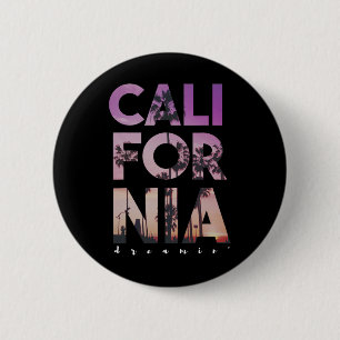 California Dreaming Beach Palm Tree Summer Vacatio 6 Cm Round Badge