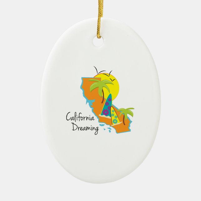 California Dreaming Ceramic Tree Decoration (Front)