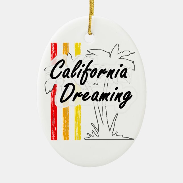 California Dreaming Ceramic Tree Decoration (Front)