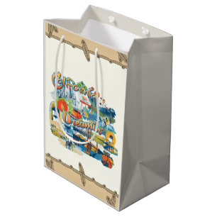 California Dreaming Decorative Border Sepia Filter Medium Gift Bag