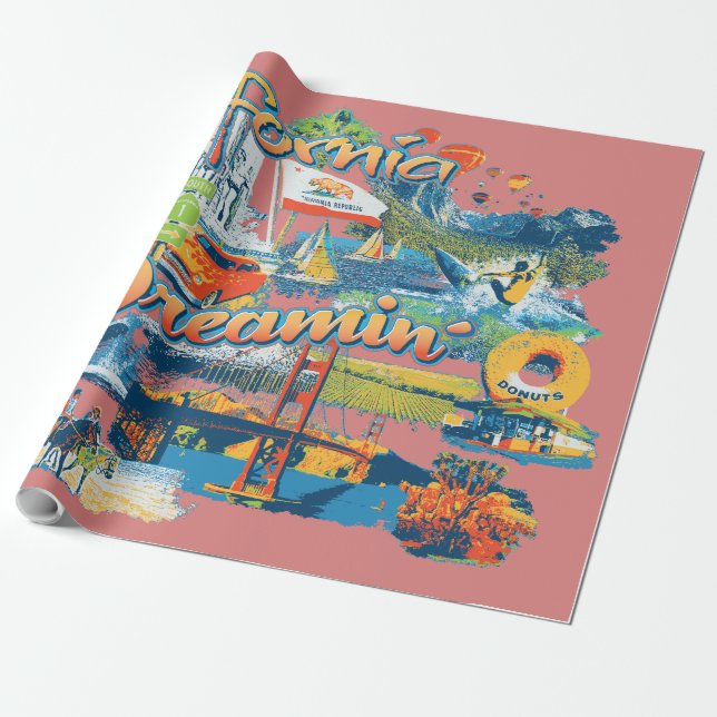California Dreaming Gift Giving Wrapping Paper (Unrolled)