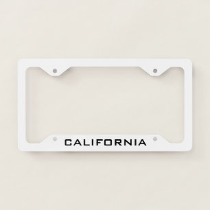 California Elegant White  Licence Plate Frame