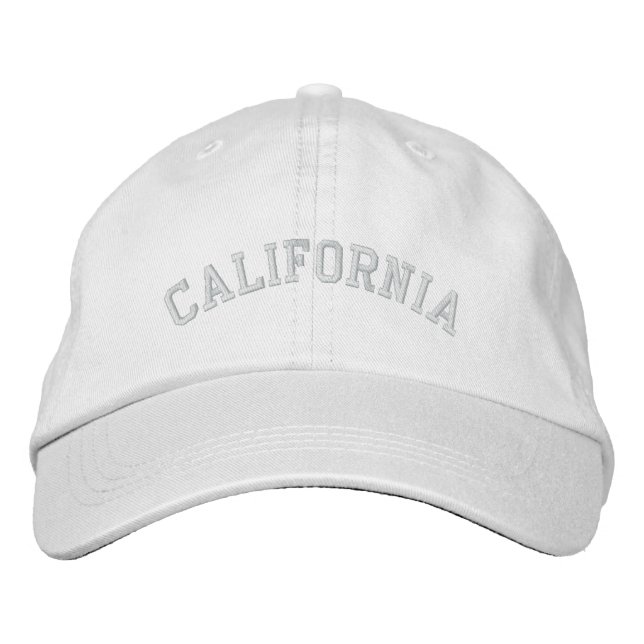 California Embroidered Adjustable Cap White (Front)