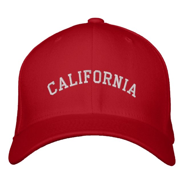 California Embroidered Flexfit Wool Cap Red (Front)