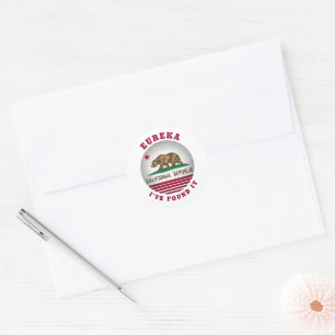 CALIFORNIA EUREKA STATE FLAG CLASSIC ROUND STICKER