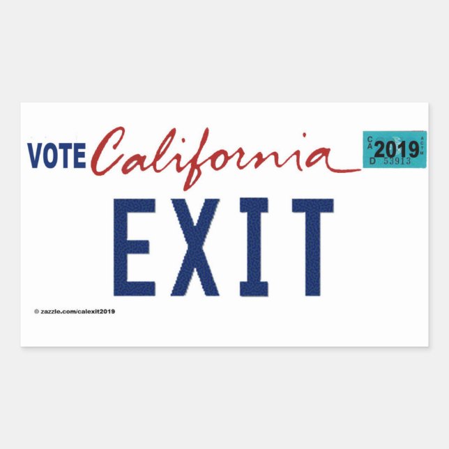 CALIFORNIA EXIT LICENSE PLATE STICKER (Front)