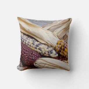 California. Fall Harvest Colourful Indian Corn Cushion