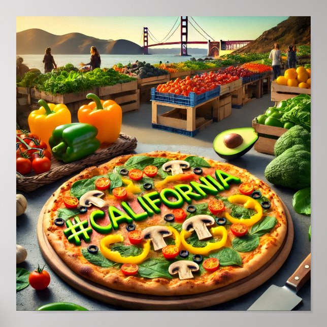California Farmers Market Veggie Pizza Design Poster (Front)