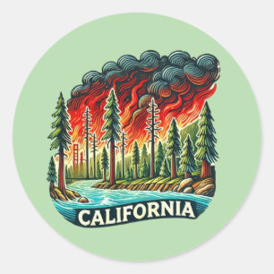 CALIFORNIA FIRE Keychain Classic Round Sticker