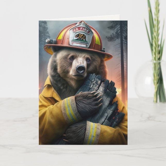 California Firefighter Bear for Thank You Card (Front)