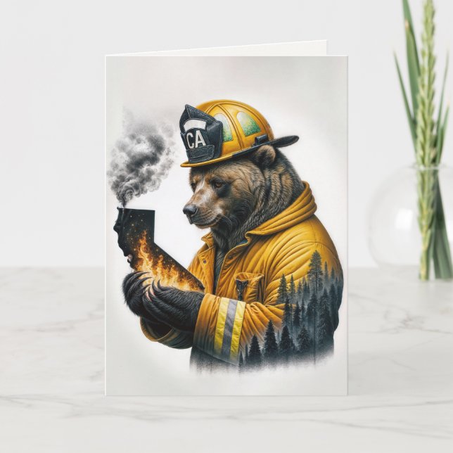 California Firefighter Bear for Thank You Card (Front)