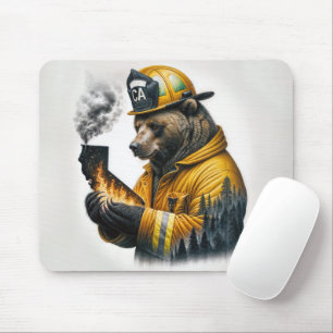 California Firefighter Bear Mouse Mat