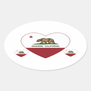 california flag anaheim heart oval sticker