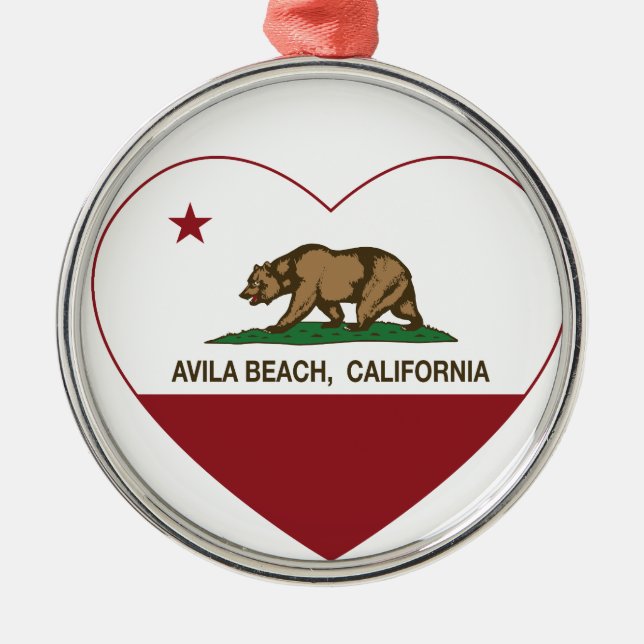 california flag avila beach heart metal tree decoration (Front)