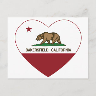 california flag bakersfield heart postcard