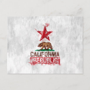 California Flag Bear in Painterly Style Postcard