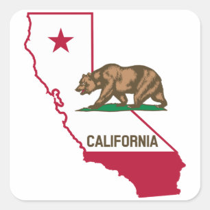 California Flag Bear Square Sticker