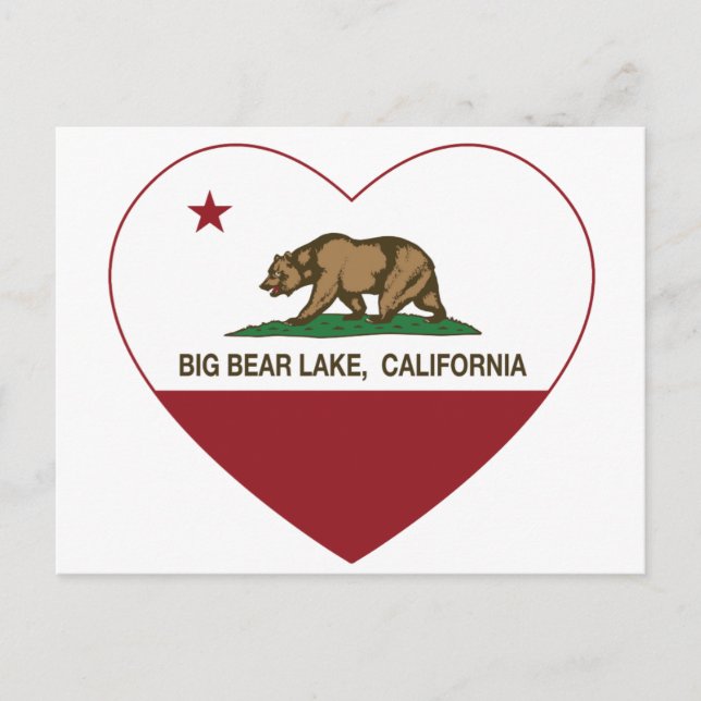 california flag big bear lake heart postcard (Front)