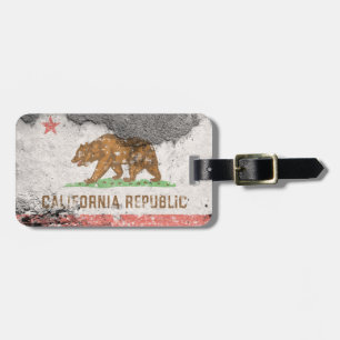 california flag brick wall luggage tag