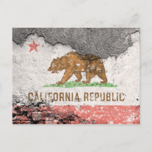 california flag brick wall postcard