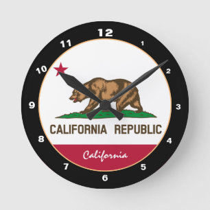 California Flag & California fashion /design USA Round Clock