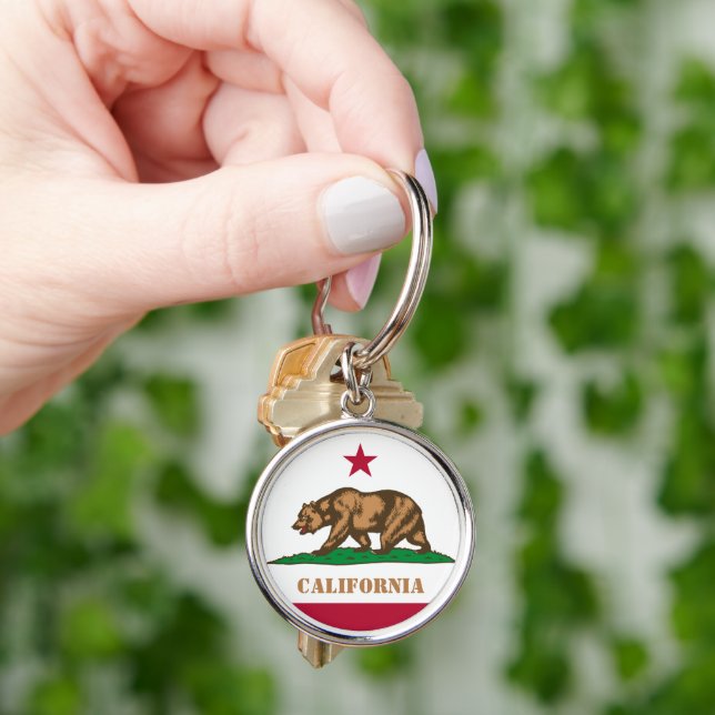California flag & California holiday travel /sport Key Ring (Hand)