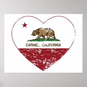 california flag carmel heart distressed poster
