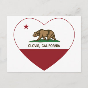 california flag clovis heart postcard