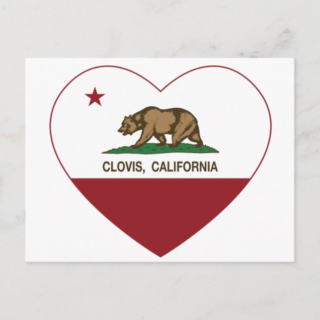 california flag clovis heart postcard (Front)