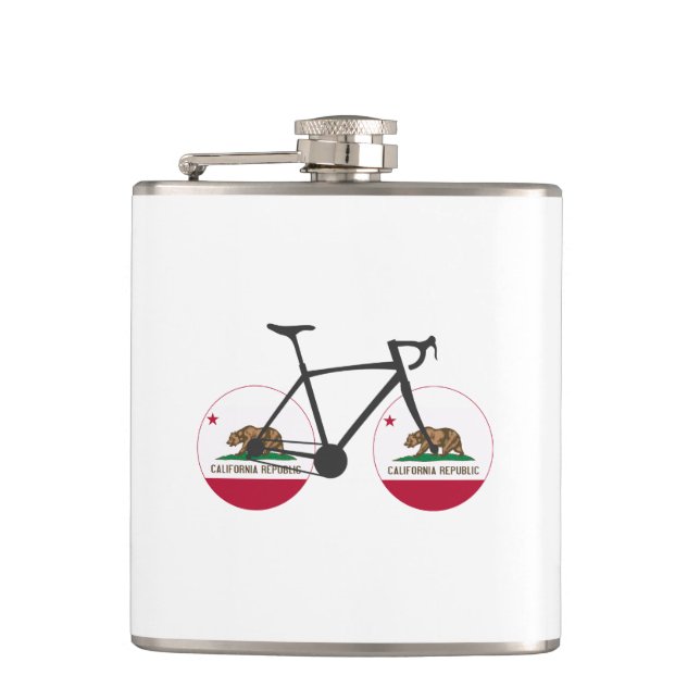 California Flag Cycling Hip Flask (Front)