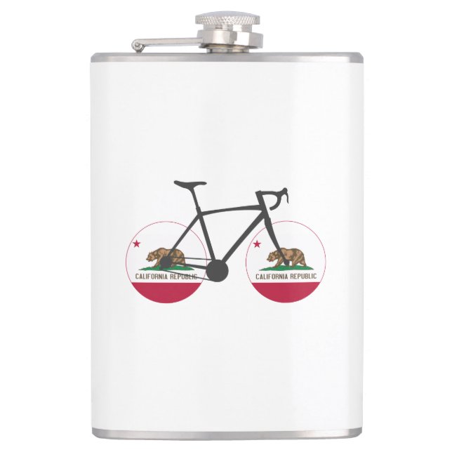 California Flag Cycling Hip Flask (Front)