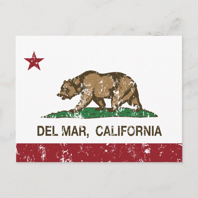 california flag del mar distressed postcard (Front)