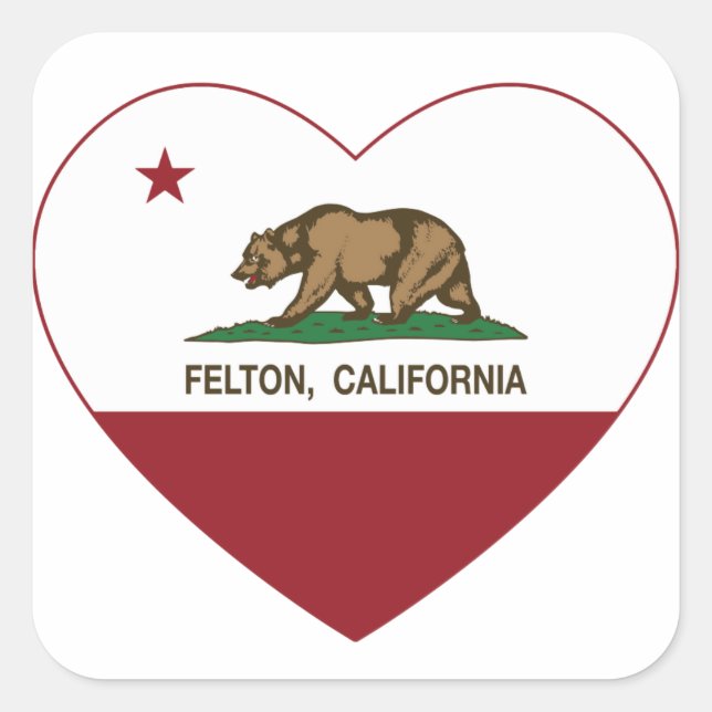 california flag felton heart square sticker (Front)
