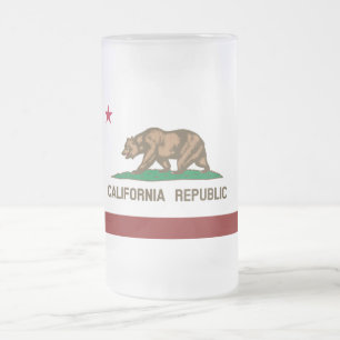 California flag frosted glass beer mug