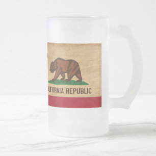 California Flag Frosted Glass Beer Mug