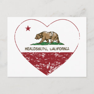 california flag healdsburg heart distressed postcard