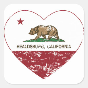 california flag healdsburg heart distressed square sticker