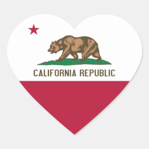 California Flag Heart Sticker