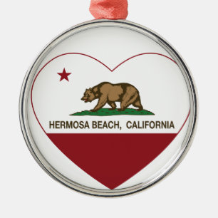 california flag hermosa beach heart metal tree decoration