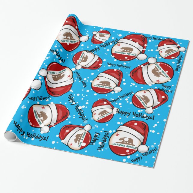 California Flag in A Santa Hat Wrapping Paper (Unrolled)