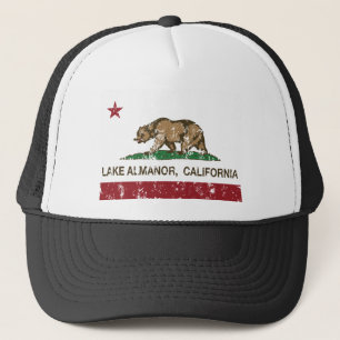 california flag lake almanor distressed trucker hat