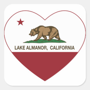california flag lake almanor heart square sticker