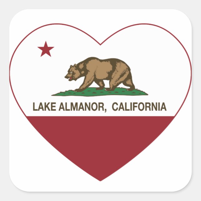 california flag lake almanor heart square sticker (Front)