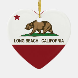 california flag long beach heart ceramic tree decoration