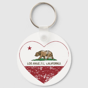 california flag los angeles heart distressed key ring